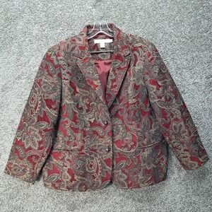 Napa Valley Woman‎ Red Paisley Tapestry Blazer Jacket 18W N17B1569W